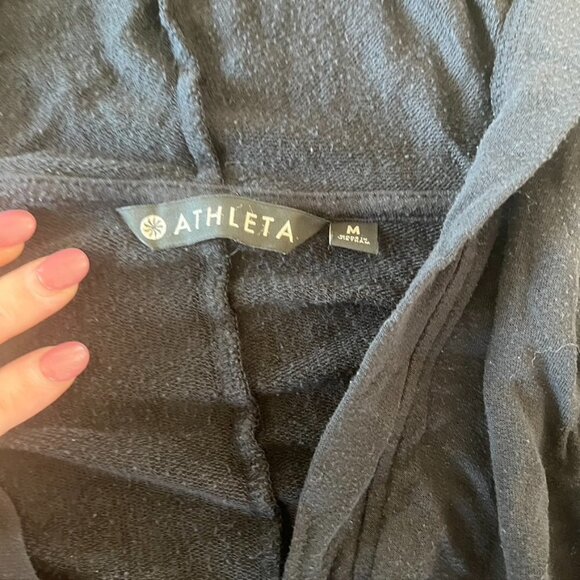 ATHLETA Nirvana Black Hoodie Wrap Open Cardigan Medium - Picture 8 of 11